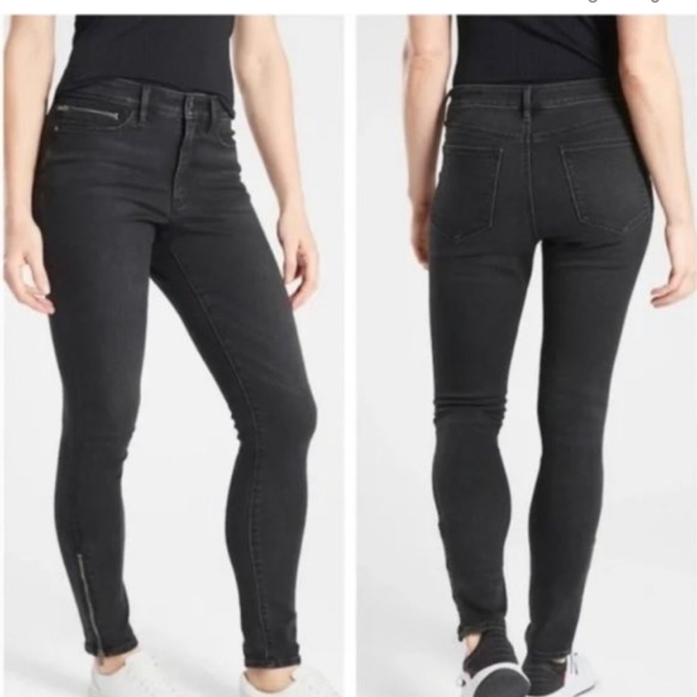 Athleta Sculptek skinny jeans, black, size 8.